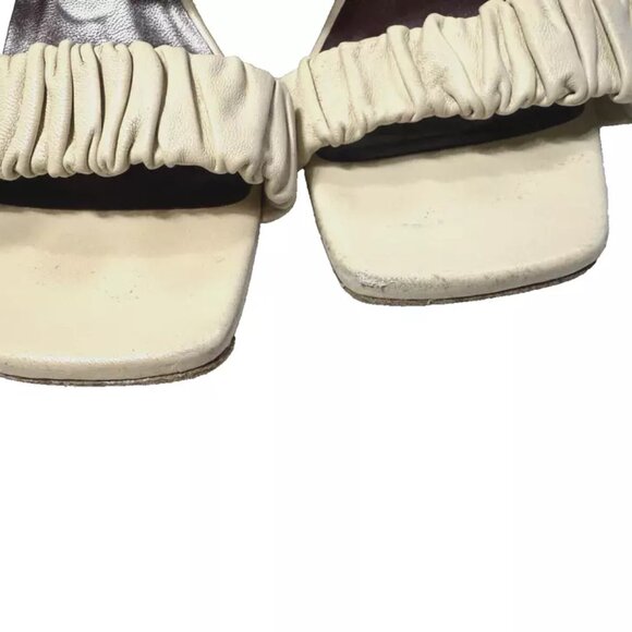 Staud $300 Ruched Frankie Sandals in Ivory Leather Strappy Heels Mules Sz 38 - Picture 4 of 7